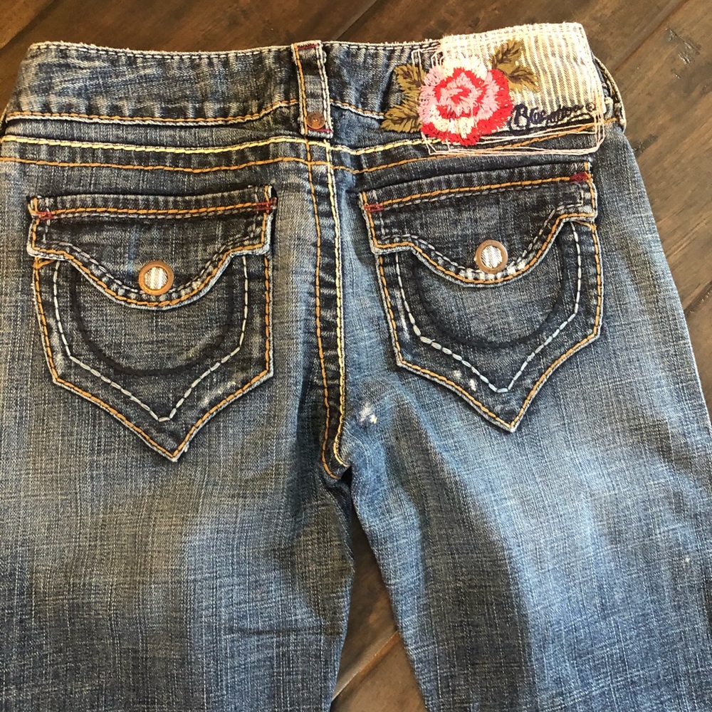 Blue Tattoo embroidered jeans